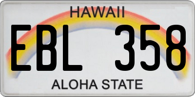 HI license plate EBL358