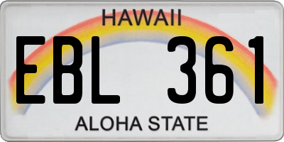 HI license plate EBL361