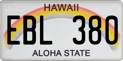 HI license plate EBL380
