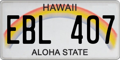 HI license plate EBL407