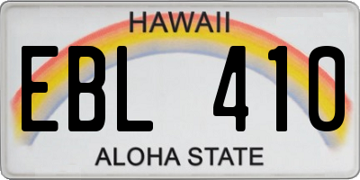 HI license plate EBL410