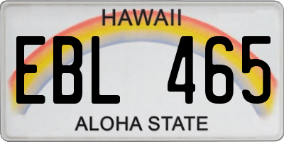 HI license plate EBL465