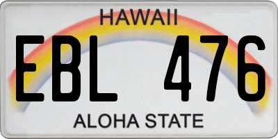 HI license plate EBL476