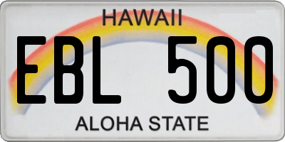 HI license plate EBL500