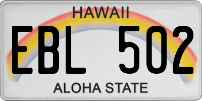 HI license plate EBL502