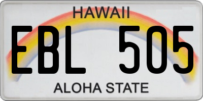 HI license plate EBL505