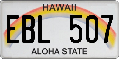 HI license plate EBL507