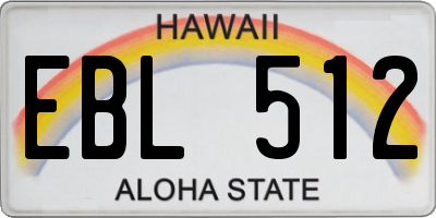 HI license plate EBL512