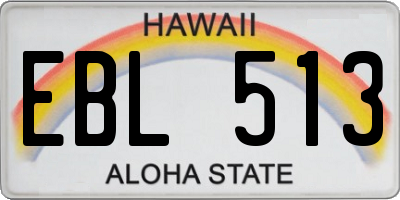 HI license plate EBL513