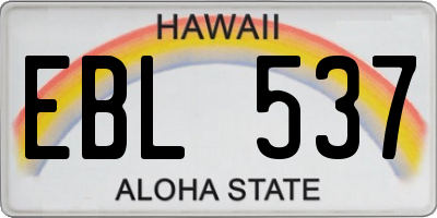 HI license plate EBL537