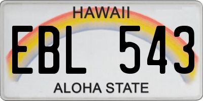 HI license plate EBL543
