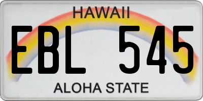 HI license plate EBL545