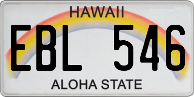 HI license plate EBL546