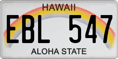 HI license plate EBL547