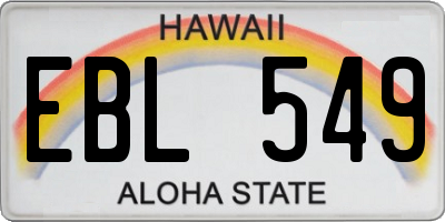 HI license plate EBL549