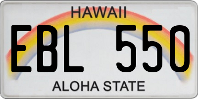 HI license plate EBL550
