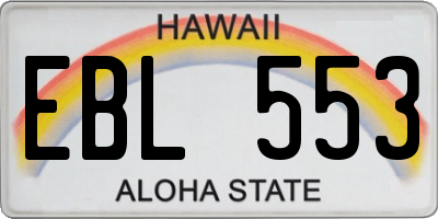 HI license plate EBL553