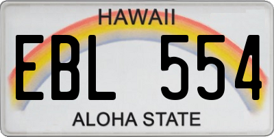 HI license plate EBL554