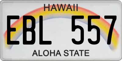 HI license plate EBL557