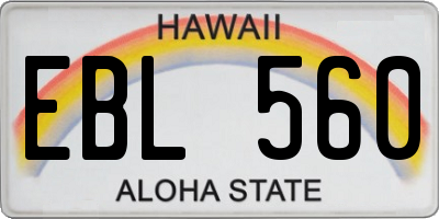 HI license plate EBL560