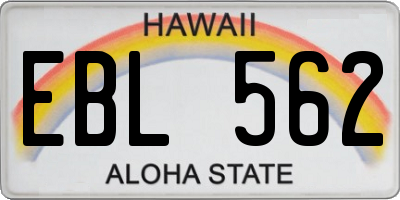 HI license plate EBL562