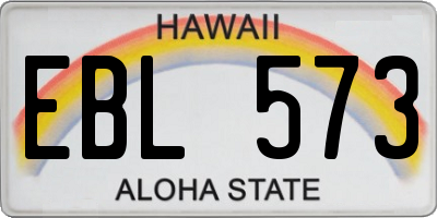 HI license plate EBL573
