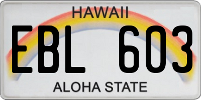 HI license plate EBL603
