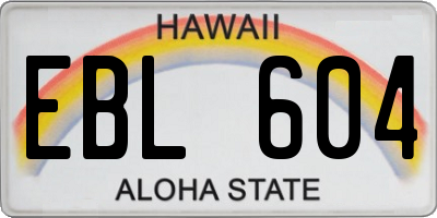 HI license plate EBL604