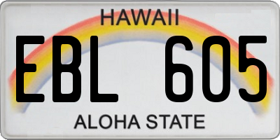 HI license plate EBL605