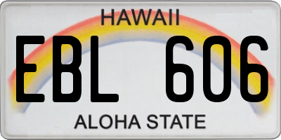 HI license plate EBL606