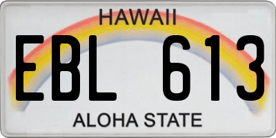 HI license plate EBL613