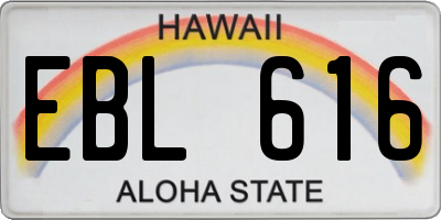 HI license plate EBL616