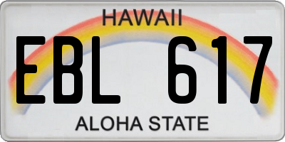 HI license plate EBL617