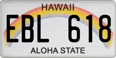 HI license plate EBL618