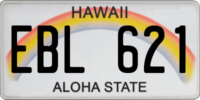 HI license plate EBL621