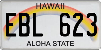 HI license plate EBL623