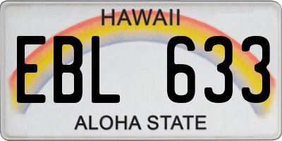 HI license plate EBL633