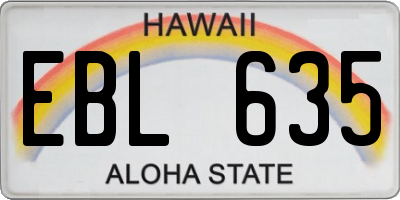 HI license plate EBL635