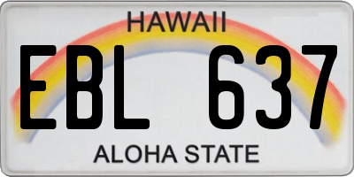HI license plate EBL637