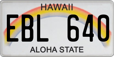 HI license plate EBL640