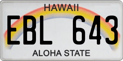HI license plate EBL643