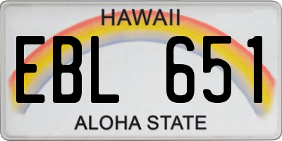 HI license plate EBL651