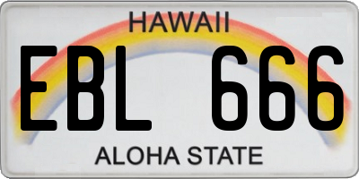 HI license plate EBL666