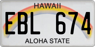 HI license plate EBL674