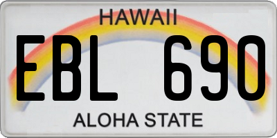 HI license plate EBL690