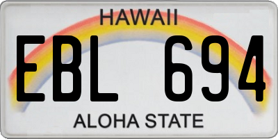 HI license plate EBL694
