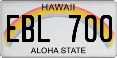 HI license plate EBL700