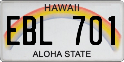 HI license plate EBL701