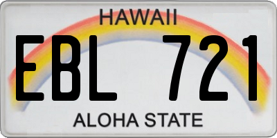 HI license plate EBL721