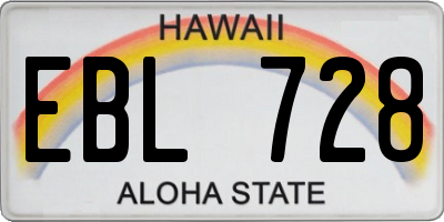 HI license plate EBL728